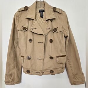 American Eagle  Outfitters Pea Coat Military Style Tan Color Brown Button Size M